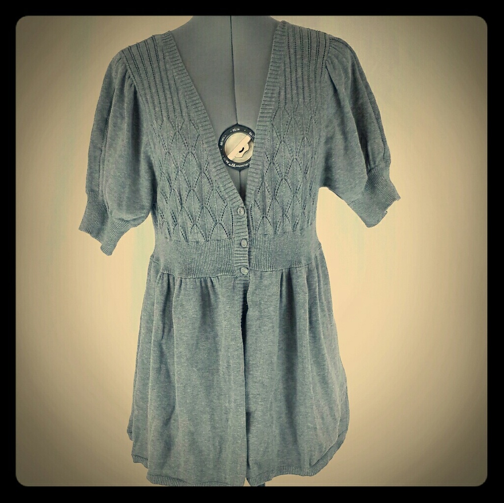 Sonoma Knit Top Gray open Shirt Button Cardigan si